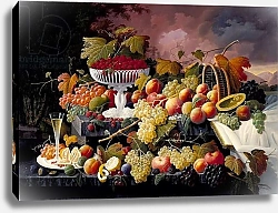Постер Розен Северин Fruit Still Life in a Landscape, c.1862-72