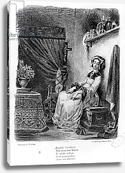 Постер Делакруа Эжен (Eugene Delacroix) Marguerite in her Room, from Goethe's Faust,,
