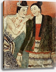 Постер Школа: Тайская Lovers, detail from a mural at Wat Phumin