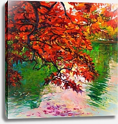 Постер Осенние листья над водой