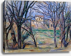 Постер Сезанн Поль (Paul Cezanne) Trees and houses, 1885-86