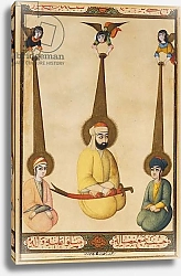 Постер Школа: Персидская 19в. The first three Shiite Imams: Ali with his sons Hasan and Husayn, illustration from a Qajar manuscript, Iran, 1837-38