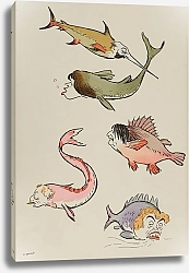 Постер Гурса Жорж cinq poissons, personnages non identifiés