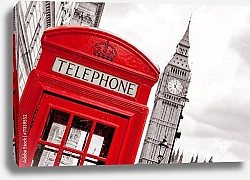Постер Англия, Лондон. Биг Бен и телефонная будка