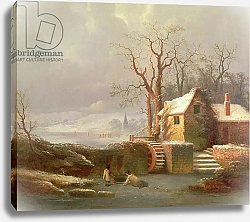 Постер Смит Дж. Честер Snow Scene with Mill and Cottages