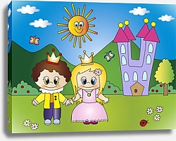 Постер Принц и принцесса на прогулке у замка