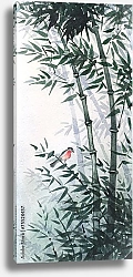 Постер Маленькая птица в бамбуковой роще