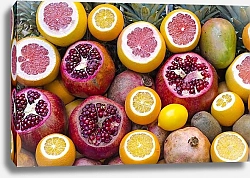 Постер Экзотические фрукты, гранаты и грейпфруты