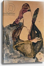 Постер Шиле Эгон (Egon Schiele) Woman with Raised Leg and Purple Stockings; Frau mit Erhobenem Bein und Lila Strumpfen, 1911
