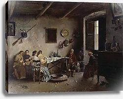 Постер Санторо Рубенс People indoors, 1889, by Rubens Santoro, oil on canvas, 75x101 cm