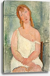 Постер Модильяни Амедео (Amedeo Modigliani) Seated Young Girl in a Shirt; Jeune fille assise en chemise, 1918