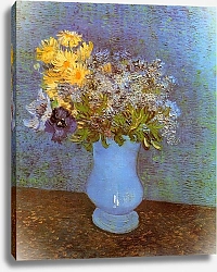 Постер Ван Гог Винсент (Vincent Van Gogh) Vase with Lilacs, Daisies and Anemones  ваза с сиренью, маргаритками и актиниями