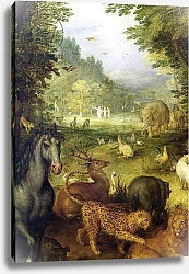 Постер Брейгель Ян Старший Earth, or The Earthly Paradise, detail of animals, 1607-08