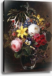 Постер Дженсен Йоханн Roses, Lilies, Pansies and other Flowers in a Vase,