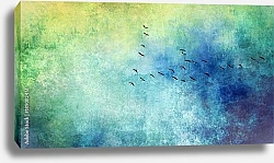Постер Птицы на голубом акварельном небе