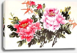 Постер Розовые китайские пионы