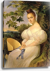 Постер Блондель Мерри-Жозеф Портрет женщины, сидящей рядом с деревом