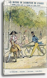 Постер Летелье Э. Velocipedes - English celerifere - Draisienne, ancestor of the bicycle