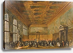 Постер Гварди Франческо (Francesco Guardi) Audience Granted by the Doge of Venice in the College Room of Doge's Palace, c.1766-70