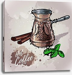 Постер Иллюстрация с кофейной туркой