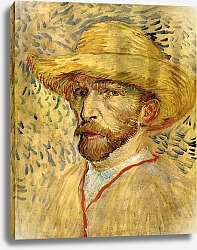 Постер Ван Гог Винсент (Vincent Van Gogh) Автопортрет с соломенной шляпой 2
