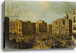 Постер Джоли Антонио The Largo San Ferdinando, Naples, at Carnival Time with the Royal Carriage Approaching the Palazzo Reale,