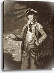Постер Школа: Английская 18в. Benedict Arnold, after a portrait of 1766 with Quebec in the background