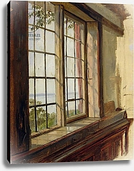 Постер Дженслер Йоханн View of the Elbe through a Window, 1838