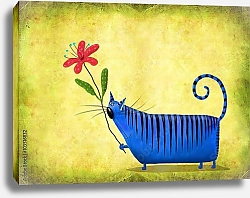 Постер Сикорский Андрей (совр) Большой синий кот с цветком