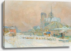 Постер Лебур Альбер Notre Dame de Paris, vue du Quai de la Tournelle, effet de neige