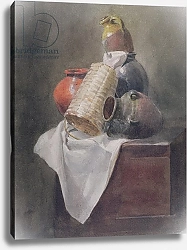 Постер Уинт Питер Still Life: Pots, Basket and Cloth on a Chest