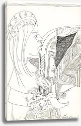 Постер Мескита Сэмюэль Figuur met lang haar en een kroon op het hoofd in profiel naar rechts