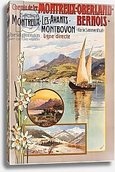 Постер Poster advertising Montreux-Oberland-Bernois train journeys, c. 1910