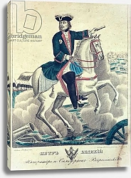 Постер Школа: Русская 19в. Tsar Peter the Great on the Battlefield, 1845