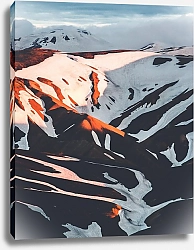 Постер Исландия, заснеженные холмы