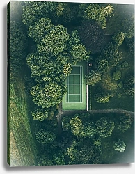 Постер Теннисная площадка в зеленом парке