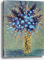 Постер Синие цветы в желтой вазе