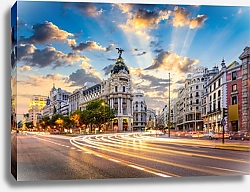 Постер Испания, Мадрид. Cityscape at Calle de Alcala and Gran Via
