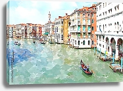 Постер Дома и гондолы на канале в Венеции, Италия