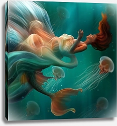 Постер Русалка с медузами