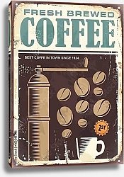 Постер Свежемолотый кофе, ретро плакат кофейни