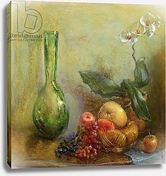 Постер Шулман Гейл (совр) Orchid with Basket of Fruit and Green Vase