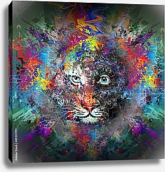 Постер Яркий абстрактный фон с тигром