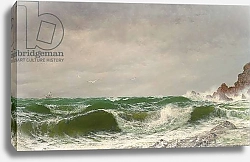 Постер Джеймс Давид Waves crashing on a rocky coast, 1885
