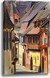 Постер Франция, Эльзас. Узкая улица в Кольмаре