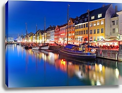 Постер Дания, Копенгаген. Вид на пристань