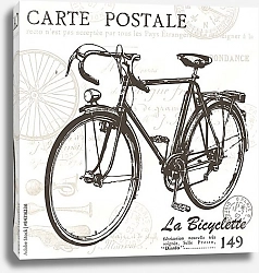 Постер Винтажная открытка с велосипедом