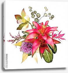 Постер Тропические акварельные цветы