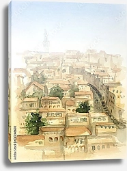 Постер Тосканский городок в туманной дымке