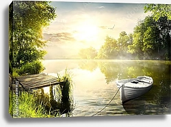 Постер Лодка на озере 5